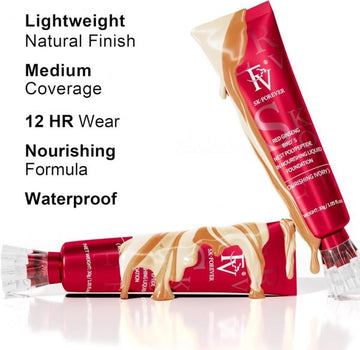 Fv Foundation Waterproof With Medium Coverage, Oil-free &amp; Long Lasting, Matte orever Foundation For Oily/normal Skin, Forever Liquid Makeup Foundation For Face, 30g Ivory